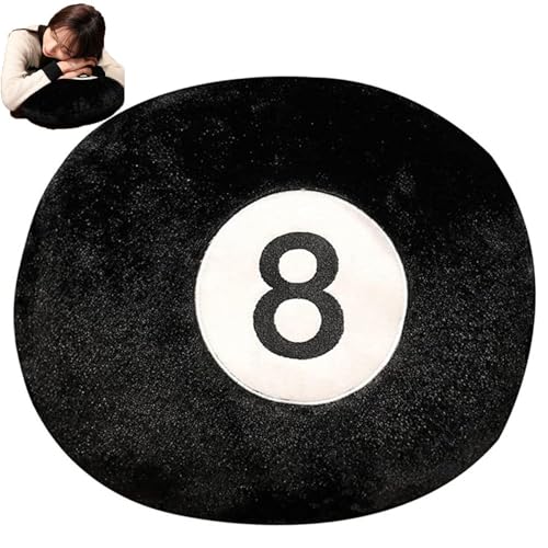 Luxylei Rundes Kissen, 35 cm, Schwarzes Billard-8-ball-stuhl-wurfkissen, Weich Gefülltes Kissen, Bodenkissen, Dekoration Für Zuhause, Sofa, Bett, Auto von Luxylei