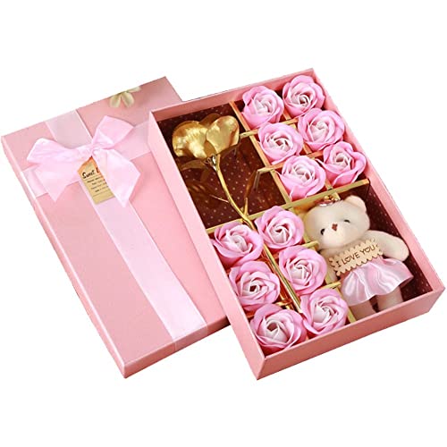 Luxylei Seife Geschenkbox Künstliche Duft Seife Rose Geschenkbox Romantische Ewige Blumen Seife Rosenblume Schönem Bären von Luxylei