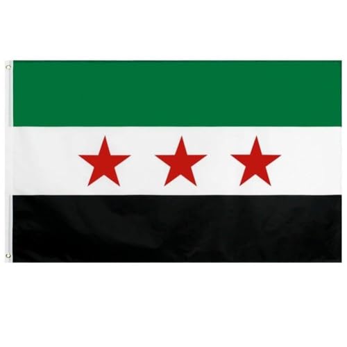 Luxylei Syrien-Flagge, 90 X 150 cm, Polyester, Syrische Arabische Republik, DREI-Sterne-Flagge, Lebendige Farben, Syrisches Outdoor-Banner Für Festival-Party-Dekoration von Luxylei