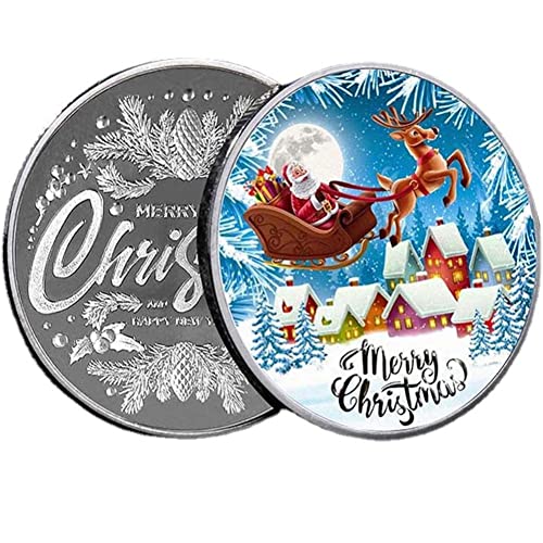 Luxylei Weihnachtskollektible Münze Elch Santa Claus Gedenkmünzen Farbenfrohe Gedruckte Weihnachtsmünzen Für Weihnachtsstrumpf -Stuffers von Luxylei