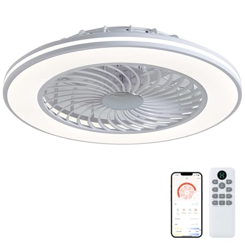 60CM Moderner Deckenventilator Mit Licht Und Fernbedienung - Leiser DC-Motor, 6 Geschwindigkeitsstufen, Timer, Smart Dimmbare LED-Beleuchtung, 42W, Ideal Für Kinderzimmer, Wohnzimmer Und Schlafzimmer von Luyaim