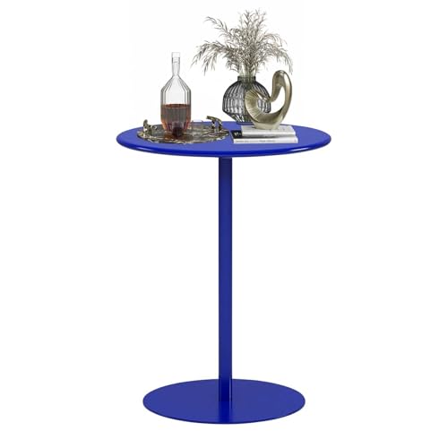 Hoher Tisch, runder Cocktailbartisch mit Metallfuß, Beistelltisch für Kaffeegetränke, Frühstücksbartisch in Thekenhöhe für kleine Räume im Wohnzimmer, Schlafzimmer, Sofa, Couch, Blau(48x48x72cm) von Luyckfrazy