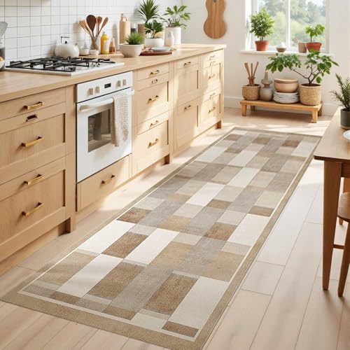 Luyckfrazy Läufer für den Flur, 1 m/1,5 m/2 m/3 m/4 m/4,5 m/5 m/6 m Lange Teppiche für Eingangsbereich, Treppe, Flur, Küche, rutschfeste, waschbare Fußmatte für den Eingangsbereich(60×450cm) von Luyckfrazy