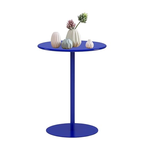 Luyckfrazy Runder Beistelltisch, Kleiner Getränketisch für kleine Räume, Küchen-Esstisch, moderner Akzent-Beistelltisch, Couchtisch für Wohnzimmer, Schlafzimmer, Ecken und Büro, Blau(48x48x56cm) von Luyckfrazy