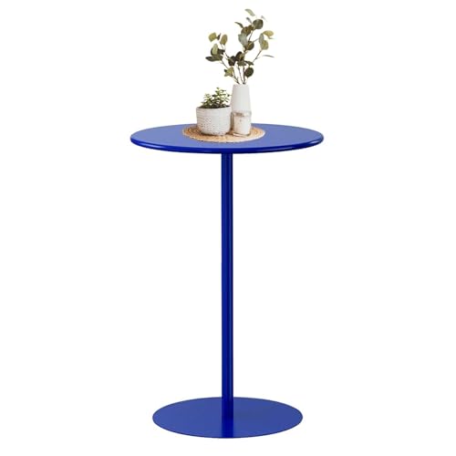 Luyckfrazy Runder Bistrotisch, Cocktailtisch in Thekenhöhe, hoher Bar-/Pub-Esstisch, Couchtisch, Beistelltisch, Endtische für Zuhause, Wohnzimmer, Restaurant, Blau(70x70x72cm) von Luyckfrazy