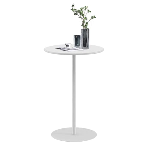Luyckfrazy Runder Stehtisch, Bistro-Kneipentische in Thekenhöhe mit Fester Tischplatte und stabilem Fuß, runder Cocktail-Esstisch für Zuhause, Büro und Küche, weiß(48x48x56cm) von Luyckfrazy