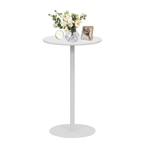 Luyckfrazy Runder Stehtisch, Hoher Kneipentisch, Kaffee- und Getränketisch, Runder Cocktailtisch, Esstisch in Thekenhöhe für Bistro, Küche, Wohnzimmer, Schlafzimmer und Büro, Weiß(48x48x56cm) von Luyckfrazy