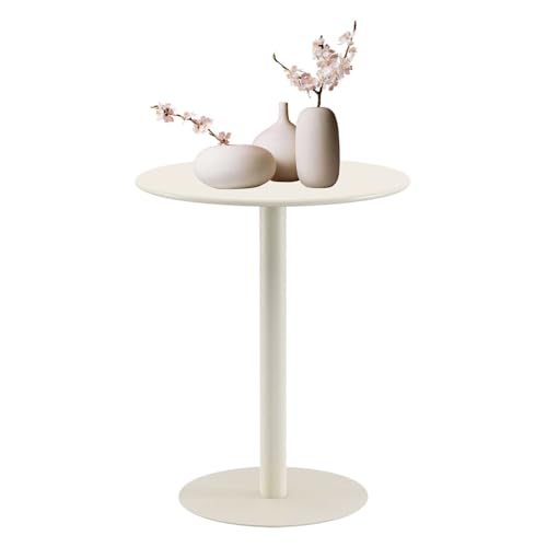 Luyckfrazy Runder Stehtisch, Moderne beigefarbene hohe Bistro-Kneipentische mit Rutschfester Basis, Esstisch für die Küche zu Hause, Couchtische, runde Cocktailtische, einfache Montage(48x48x62cm) von Luyckfrazy