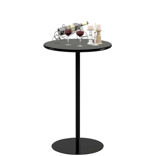Luyckfrazy Runder Stehtisch für Enge Räume, hoher Pub-Esstisch in Thekenhöhe, Cocktail-Bistrotisch mit Metallfuß für 2–3 Personen, Couchtisch für drinnen und draußen, Schwarz(40x40x62cm) von Luyckfrazy