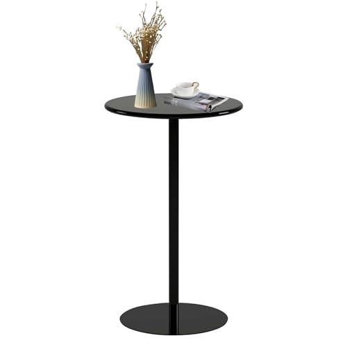 Luyckfrazy Schwarzer runder Stehtisch mit hoher Platte, Theken-Bistro-Kneipentische mit Fester Tischplatte und stabilem Fuß, runder Cocktail-Esstisch für Zuhause, Büro und Küche(48x48x62cm) von Luyckfrazy