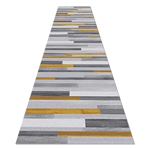 Luyckfrazy Teppichläufer für Flur, Grau/Gelb, 1m 1,5m 2m 2,5m 3m 4m 5m 6m, sehr Langer Flurläufer, schmale Teppiche, rutschfeste Gummirückseite, strapazierfähige Eingangsmatte(70×150cm) von Luyckfrazy