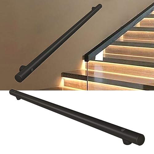 Luyckfrazy Treppengeländer-Handlauf – an der Wand montierte Schwarze Edelstahlrohr-Treppengeländer-Handläufe, Loft-Korridor, unterstützende Stützstange, Moderne Dekoration (Size : 80cm) von Luyckfrazy