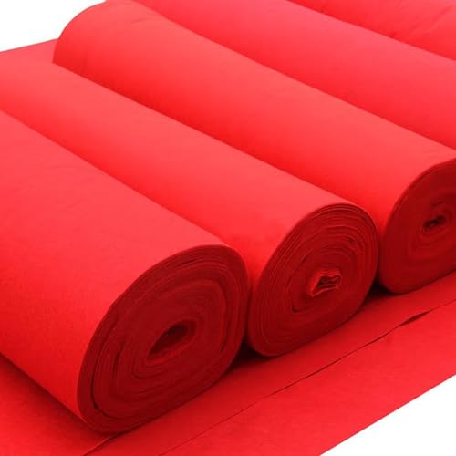 Roter Gangläufer-Hochzeitsteppich, 2 mm dick, rutschfester Laufsteg-Teppich, Flur-Teppichrolle für Weihnachtsfeier, Outdoor, Strand, Gangdekorationen, Breite 1 m, 1,2 m, 1,5 m ( Size : 1.5x25m ) von Luyckfrazy