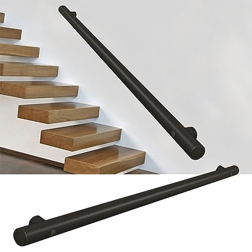 Schwarzer Handlauf für Treppen 30 cm–600 cm, Edelstahl-Treppengeländer, Handläufe für den Innen- und Außenbereich, Wandbalustraden-Fußgeländerunterstützung (Size : 250cm) von Luyckfrazy