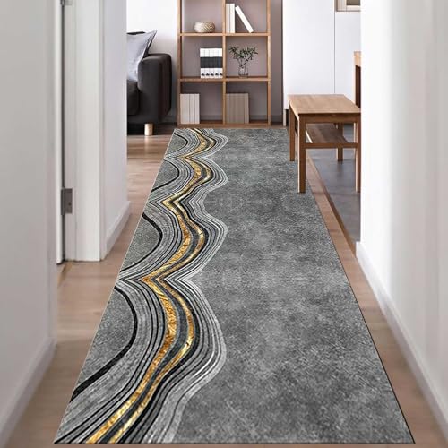 Teppichläufer für Flur, Grau, 150cm 250cm 300cm 4m 5m 6m, sehr langer Flurläufer, schmale Teppiche, rutschfeste Flächenteppiche für Küche, Eingangsbereich, Schlafzimmer, Fußmatten(80×100cm) von Luyckfrazy