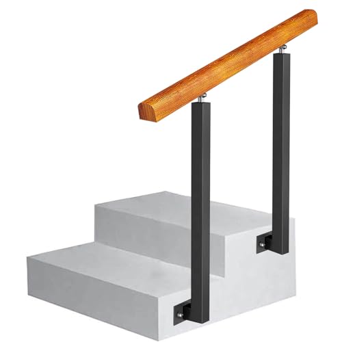 Treppengeländer, 2-Stufen-Handlauf für Außentreppen, passend für 2 oder 3 Stufen, Handlauf aus Schmiedeeisen, einstellbarer Winkel, Sicherheitsstützstange für Beton- oder Holztreppen(Farbe:Height 85cm von Luyckfrazy