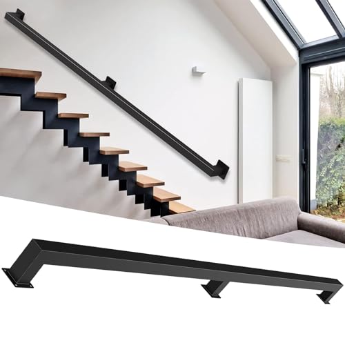 Treppengeländer-Handlauf – schwarzes Vierkantrohr, an der Wand montiertes Treppengeländer, Sicherheitshandlauf, Stützstangenschienen für den Innen- und Außenbereich (Size : 30cm) von Luyckfrazy