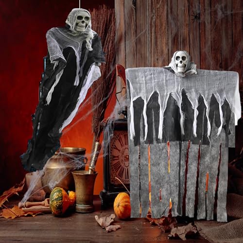 LuyoNova Halloween Deko Skelett Hängende Geister Deko,2 Stück 85Cm X 60Cm Verstellbare Armetotenkopf Deko Halloween Deko Outdoor Requisiten,für Party Geheimraum Bar Tür Fenster Baum Spukhaus Garten LuyoNova Halloween Deko Skelett Hängende Geister Deko,2 Stück 85Cm X 60Cm Verstellbare Armetotenkopf Deko Halloween Deko Outdoor Requisiten,für Party Geheimraum Bar Tür Fenster Baum Spukhaus Garten von LuyoNova
