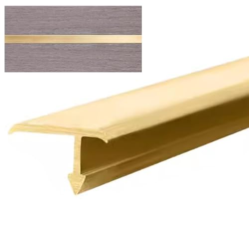Übergangsstreifen for Bodenfliesen aus gebürstetem Messing zu Holz, T-Form-Nahtbinder for Verbinden von Bodenlücken, Schwellenabdeckung for Eingangstüren, Laminatböden(15x10mm) von LuysmengEU