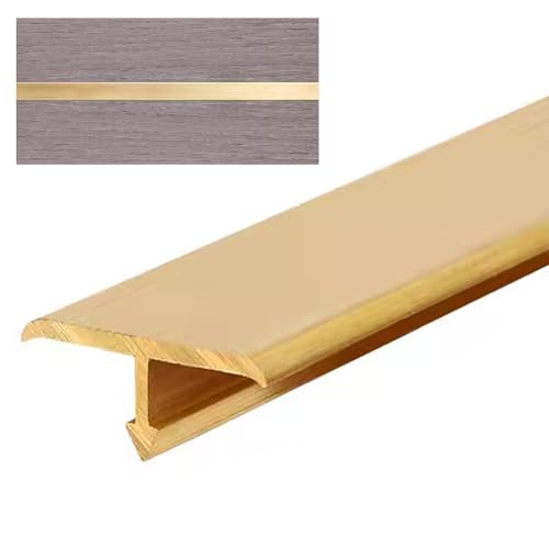 Übergangsstreifen for Bodenfliesen aus gebürstetem Messing zu Holz, T-Form-Nahtbinder for Verbinden von Bodenlücken, Schwellenabdeckung for Eingangstüren, Laminatböden(22x10mm) von LuysmengEU