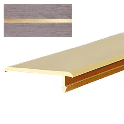 Übergangsstreifen for Bodenfliesen aus gebürstetem Messing zu Holz, T-Form-Nahtbinder for Verbinden von Bodenlücken, Schwellenabdeckung for Eingangstüren, Laminatböden(35x10mm) von LuysmengEU