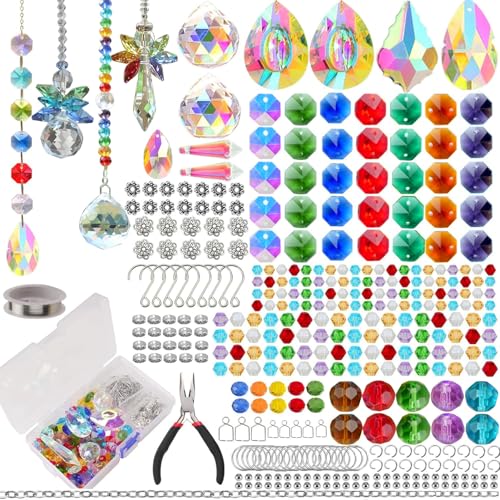 500pcs Crystal Suncacher-Sonnenfänger Innenfensterprisma Mondkristall Traumfänger Natürliche Heilsteine Regenbogenmacher Garten Auto Deko Outdoor von Luzoybo