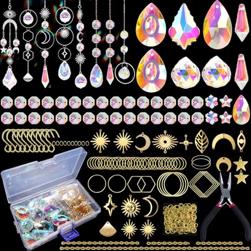 Luzoybo 240 Stück Sonnenfänger Bastelset DIY Sun Catchers Making Kits für Erwachsene Crystal Suncatchers Kit mit Bunten Prisma Perle Regenbogen Maker für Windows Hanging Indoor Outdoor Garden Decor von Luzoybo