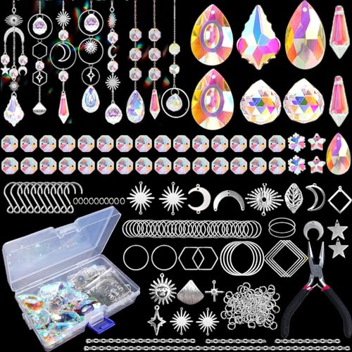 Luzoybo 240 Stück DIY Sun Catchers Making Kits für Erwachsene Crystal Suncatchers Kit mit bunten Prisma Perle Regenbogen Maker für Windows Hanging Indoor Outdoor Garden Decor (Silber) von Luzoybo