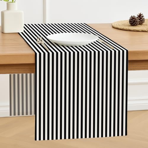 Luzzxfa Tischläufer Schwarz 40 x 140 cm Streifen Modern Frühling Tischläufer Dekoration Tischdecke Tischdeko Outdoor Leinen Table Runner Abwaschbar für Hochzeit Esszimmer Party Urlaub Dekor Luzzxfa Tischläufer Schwarz 40 x 140 cm Streifen Modern Frühling Tischläufer Dekoration Tischdecke Tischdeko Outdoor Leinen Table Runner Abwaschbar für Hochzeit Esszimmer Party Urlaub Dekor von Luzzxfa