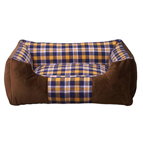 LvRao Hundebett, Katzenbett Corduroy Kariert Hundesofa, Hundekissen, Haustier Haus Gemütlich Haustierbett - Für alle Jahreszeiten - (Kariert #2, L: 63 * 43 * 18cm) von LvRao