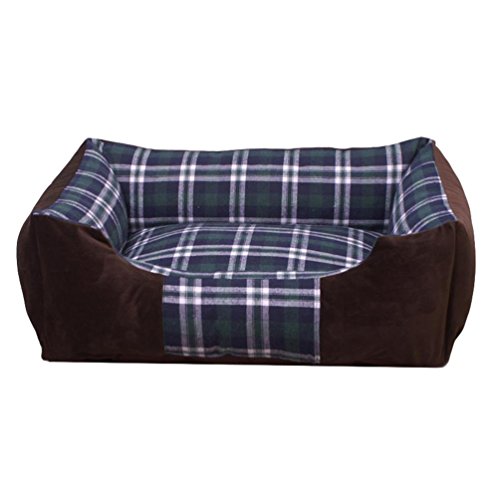 LvRao Hundebett, Katzenbett Corduroy Kariert Hundesofa, Hundekissen, Haustier Haus Gemütlich Haustierbett - Für alle Jahreszeiten - (Kariert #4, L: 63 * 43 * 18cm) von LvRao