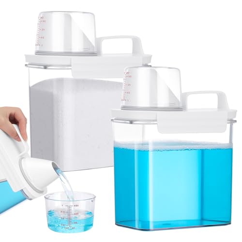 Lvefyti 2 Stück Waschmittel Aufbewahrungsbox mit Messbecher,1100ML Waschpulver Dosierer,Luftdichter Waschmittelspender,Mehrzweck Waschmittelbox für Waschpulver Wäscheparfüm Lvefyti 2 Stück Waschmittel Aufbewahrungsbox mit Messbecher,1100ML Waschpulver Dosierer,Luftdichter Waschmittelspender,Mehrzweck Waschmittelbox für Waschpulver Wäscheparfüm von Lvefyti