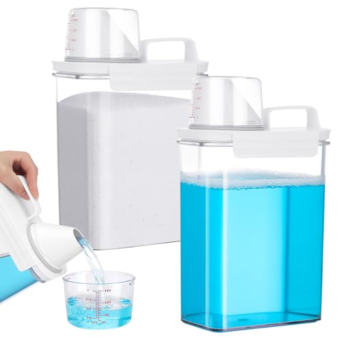 Lvefyti 2 Stück Waschmittel Aufbewahrungsbox mit Messbecher,1800ML Waschpulver Dosierer,Luftdichter Waschmittelspender,Mehrzweck Waschmittelbox für Waschpulver Wäscheparfüm Lvefyti 2 Stück Waschmittel Aufbewahrungsbox mit Messbecher,1800ML Waschpulver Dosierer,Luftdichter Waschmittelspender,Mehrzweck Waschmittelbox für Waschpulver Wäscheparfüm von Lvefyti