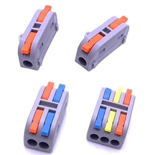 Lverdy Elektrische Kabelverbinder in verschiedenen Pin Variationen, Verbindungsstecker Klemmverbinder Steckklemme Verbindungsklemme, schnelle & kompakte Kabelverbindung 50 Stk (1-1, 2-2, 3-3 MIX PIN) von Lverdy