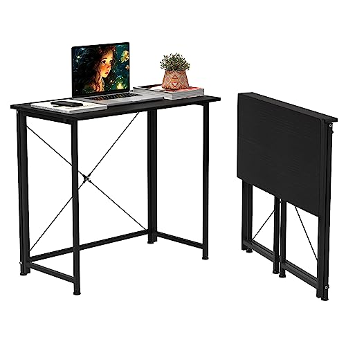 Lvhcmfohm Klappbarer Schreibtisch Klein, Klapptisch Computertisch, Platzsparend, Geeignet für Heimbüro und Arbeitszimmer (Schwarz, 80x45.5x74cm) von Lvhcmfohm