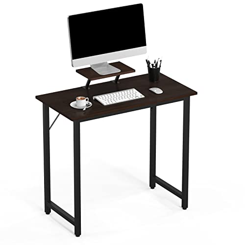 Lvhcmfohm Schreibtisch Klein, Computertisch, Einfacher Moderner PC Tisch, Mit Abnehmbarem Höhenerhöhungsbügel, Geeignet für Büro, Wohnzimmer, Zuhause (Schwarz, 80x40x75cm) von Lvhcmfohm