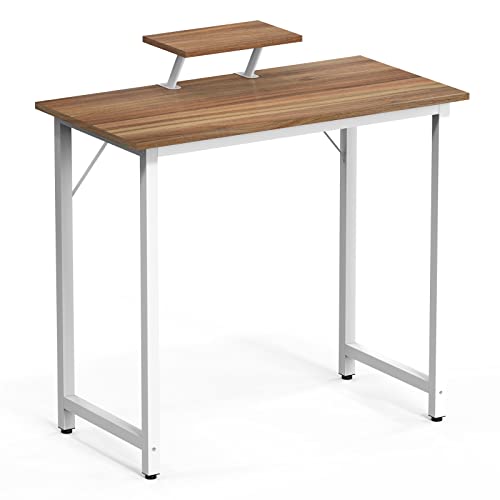 Lvhcmfohm Schreibtisch Klein, Computertisch, Einfacher Moderner PC Tisch, Mit Abnehmbarem Höhenerhöhungsbügel, Geeignet für Büro, Wohnzimmer, Zuhause (Braun, 80x40x75cm) von Lvhcmfohm