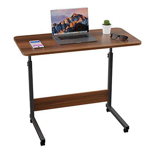 Lvhecforhm Beistelltisch mit Rollen, Stehpult Laptopständer, Laptoptisch Höhenverstellbar, Computertisch Mobiler Beistelltisch Laptop Tisch für Bett, Braun 80x40cm Laptoptisch Beistelltisch Standing von Lvhecforhm