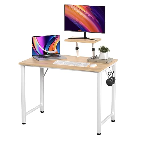 Lvhecforhm Computer Schreibtisch, Schreibtisch mit Anhebbarer Monitorständer, PC Tisch Computertisch 80x40x75cm, Bürotisch Computer Officetisch fürs Home, Stabil Laptop-Tisch Arbeitstisch Holz von Lvhecforhm