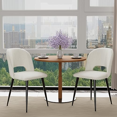 Lvhecforhm Gestreifter Esszimmerstuhl 2er Set, Esszimmerstuhl Wohnzimmerstuhl mit Rückenlehne, Küchenstuhl mit Schwarz Metallbeine, Wohnzimmerstuhl Weiß, Loungesessel, Polsterstuhl Design von Lvhecforhm