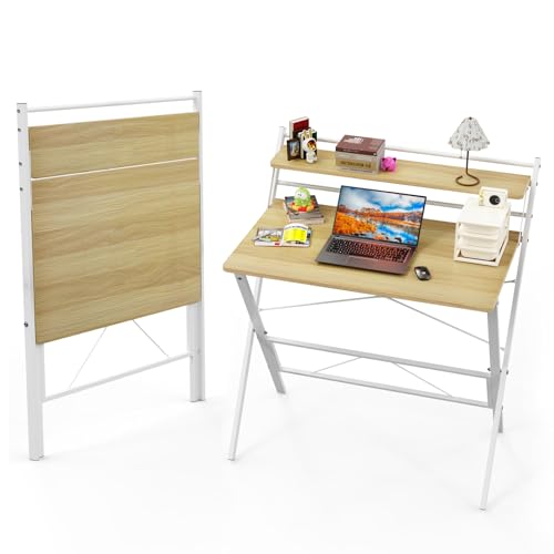 Lvhecforhm Klappbarer Schreibtisch Computertischmit, Klapptisch mit Regal, Platzsparend Schreibtisch Klappbar, Geeignet für Heimbüro und Arbeitszimmer Eiche 80x50x107cm, Office Klappbarer Schreibtisch Lvhecforhm Klappbarer Schreibtisch Computertischmit, Klapptisch mit Regal, Platzsparend Schreibtisch Klappbar, Geeignet für Heimbüro und Arbeitszimmer Eiche 80x50x107cm, Office Klappbarer Schreibtisch von Lvhecforhm
