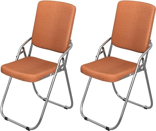 Lvhecforhm Klappstuhl mit Rückenlehne, 2er Set Esszimmerstühle, Küchenstuhl mit Stahlrahmen, Esszimmerstuhl Konferenzstuhl Klappbar, Klappstühle Orange, Loungesessel, Freien Klappstühle Esszimmer von Lvhecforhm