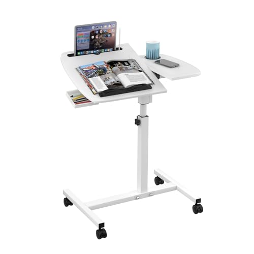 Lvhecforhm Laptoptisch Höhenverstellbar Winkeleinstellbarer, Weiß Klappbarer Bett Beistelltisch Sofatisch mit Rollen, 360° Drehbar Heben Laptopständer Mit Versteckter Schublade, 60x40CM Holz Laptop Lvhecforhm Laptoptisch Höhenverstellbar Winkeleinstellbarer, Weiß Klappbarer Bett Beistelltisch Sofatisch mit Rollen, 360° Drehbar Heben Laptopständer Mit Versteckter Schublade, 60x40CM Holz Laptop von Lvhecforhm