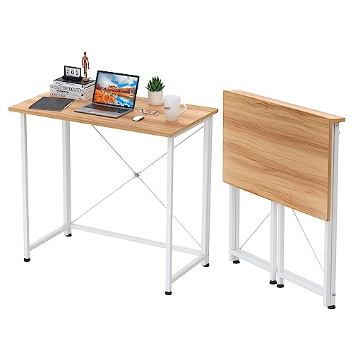 Lvhecforhm Schreibtisch Klappbar, Braun Schreibtisch Klappcomputer, Portable Schreibtische Klappbar, Faltbar Schreibtisch für Home Office 80x45.5x74cm, Platzsparender Bürotisch zum für Arbeitszimmer von Lvhecforhm