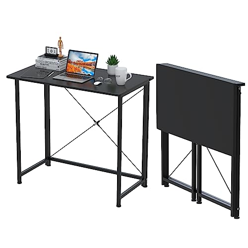 Lvhecforhm Schreibtisch Klappbar, Schwarz Schreibtisch Klappcomputer, Portable Schreibtische Klappbar, Faltbar Schreibtisch für Home Office 80x45.5x74cm, Platzsparender Bürotisch zum für Arbeitszimmer von Lvhecforhm