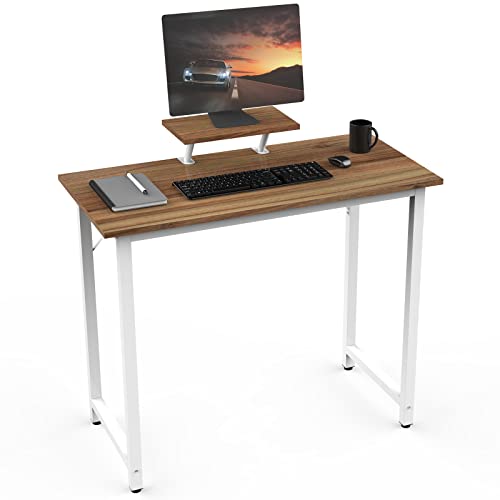 Lvhecforhm Schreibtisch Klein, 100x50CM Computertisch, Kleiner Bürotisch mit Ständer, Wasserdicht Stabil Laptop Tisch, Schreibtisch Im Minimalistischen Design, PC Tisch für Zuhause Büro Zuhause(Braun) von Lvhecforhm