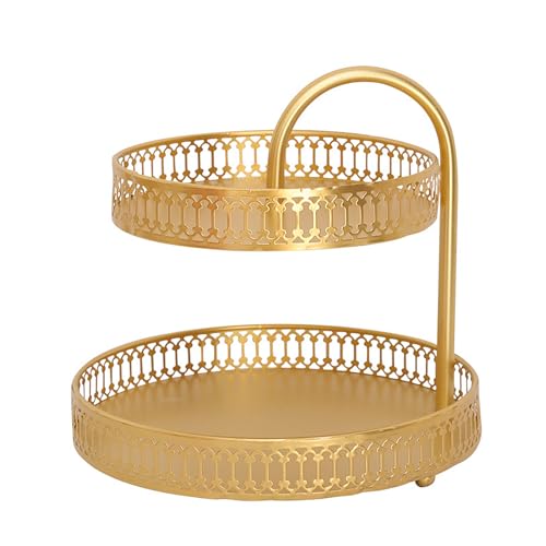 Lvpradior Dessertständer 2 Schichten Kuchenständer, Gold Nachmittagstee Steht, Runde Cupcake Display Stand, Obst Dessert Party Server Platten Steht, Servieren Platten für Parteien (Stripe) von Lvpradior