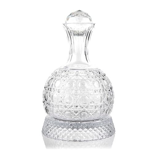 Lvpradior Kristallglas-Weindekanter, 360° drehbarer Relief-Rotweinbelüfter-Spenderausgießer, 1,5 l mundgeblasener bleifreier Weindekanter, Luxusgeschenk, damit der Weingeschmack glatter wird (style 2) von Lvpradior
