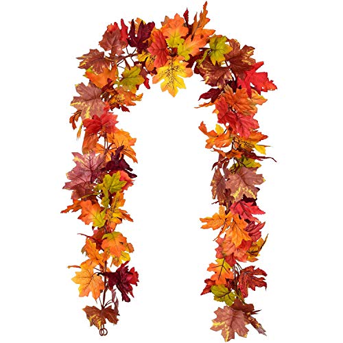 Lvydec Herbst-Girlande, Dekoration, 1,8 m, künstliche Ahorn-Girlande, bunte Blätter, Herbstdekoration für Zuhause, Hochzeit, Party, Thanksgiving (gemischte Farben) von Lvydec