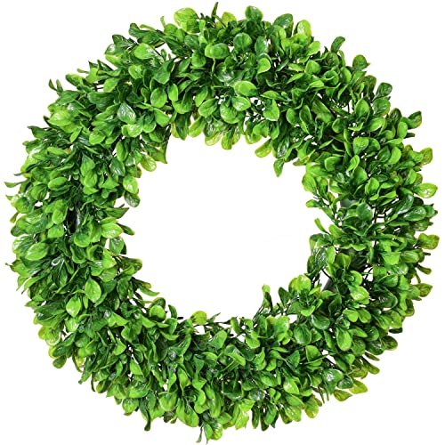 Lvydec Künstlicher grüner Blätter-Kranz – 50,8 cm großer Buchsbaum-Kranz für Haustür, Wand, Fenster, Bauernhaus-Dekoration von Lvydec